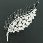 Artistic Black and Clear Rhinestone Leaf Brooch BRO2018