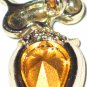 Dodds Figural Owl with Amber Rhinestone Accents BRO2061
