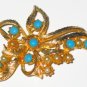 Faux Turquoise and Faux Pearls Set in Gold Tone BRO2086