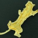 Gold Tone and Rhinestone Leopard Brooch  BRO2019