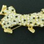 Gold Tone and Rhinestone Leopard Brooch BRO2019