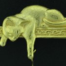Cat and Mouse Gold Tone Brooch BRO2152