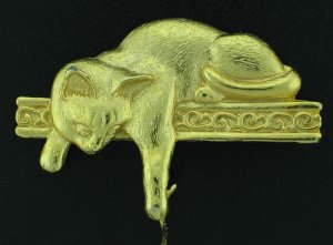Cat and Mouse Gold Tone Brooch BRO2152