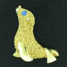 Seal Figural Pin with Blue Rhinestone Eye BRO2161