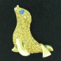 Seal Figural Pin with Blue Rhinestone Eye BRO2161