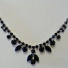 Lustrous Black Rhinestone Vintage Necklace NEC2020