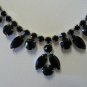 Lustrous Black Rhinestone Vintage Necklace NEC2020