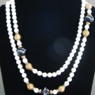 Essex White Glass Rope Necklace with Flare NEC2029