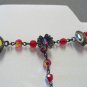 Dual Strand Red Aurora Borealis Crystal Vintage Necklace NEC2038