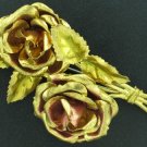 Vintage 1940s Large Goldtone Rose Brooch Bro2093