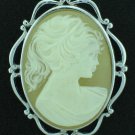 Cameo Revival Brooch with Silver Tone Frame BRO2040