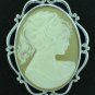 Cameo Revival Brooch with Silver Tone Frame BRO2040