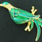 Large Green and Blue Bird Brooch Unsigned BRO2036
