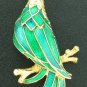 Large Green and Blue Bird Brooch Unsigned BRO2036