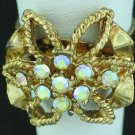 Retro 1960s Rhinestone Bow Design Ring Rin2005