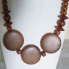 Large Wood Beaded Necklace with Leopard Style Spots