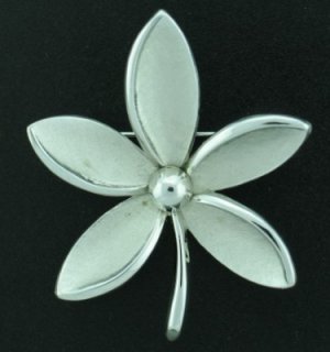 Trifari Silver Tone Flower Brooch