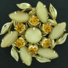 Carmel Cabochons and Amber Rhinestone Layered Brooch Bro2038