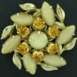 Carmel Cabochons and Amber Rhinestone Layered Brooch Bro2038