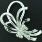 Vintage Silver Tone Brooch with Clear Rhinestones Bro2021
