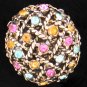 Vintage Gold Tone Basket Weave with Rhinestone Pin Bro2122