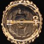 Vintage Gold Tone Basket Weave with Rhinestone Pin Bro2122
