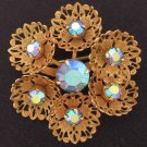 Lovely Vintage Blue Aurora Borealis Rhinestone Brooch Bro2099