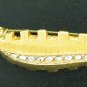Vintage Gold Tone Leaf with Row of Clear Rhinestones Bro2034
