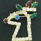 Glittery Rhinestone  Rudolph the Red Nosed Reindeer Brooch Bro2092