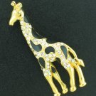 Rhinestone and Gold Tone Giraffe Pin Bro2052