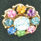 Fabulous Round Multi Colored Rhinestone Brooch Bro2112