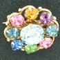 Fabulous Round Multi Colored Rhinestone Brooch Bro2112
