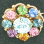 Fabulous Round Multi Colored Rhinestone Brooch Bro2112