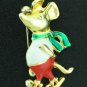 Skating Mouse Enameled on Gold Tone Bro2046