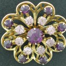 Two Tone Purple Rhinestone Ruffle Brooch Bro2103