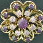 Two Tone Purple Rhinestone Ruffle Brooch Bro2103