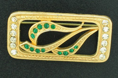 Vintage Unsigned Rectangular Shaped Rhinestone Brooch Bro2073