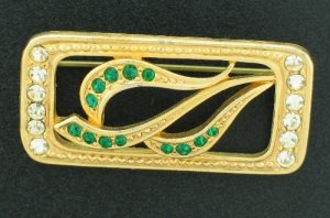 Vintage Unsigned Rectangular Shaped Rhinestone Brooch Bro2073