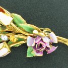Austrian Signed Painted Roses Brooch Bro2090