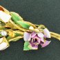 Austrian Signed Painted Roses Brooch Bro2090