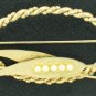 Vintage Twisted Rope Oval Brooch with Faux Pearls Bro2085