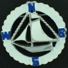 Coro Nautical Style Ship Inside the Compass in Enameled Blue and White Bro2147