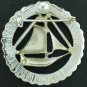 Coro Nautical Style Ship Inside the Compass in Enameled Blue and White Bro2147