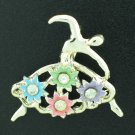Vintage Flowing Ballerina with Floral Skirt and Rhinestone Bro2081