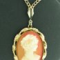 Cameo Set in Twisted Gold Tone Frame on Necklace Nec2088