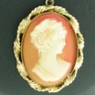 Cameo Set in Twisted Gold Tone Frame on Necklace Nec2088