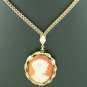 Cameo Set in Twisted Gold Tone Frame on Necklace Nec2088