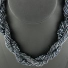 Lustrous Black Torsade Necklace Nec1040bc