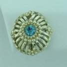 Blue Rhinestone Gold Tone Earrings Ear2038
