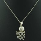 Silver 925 Chain with 925 Silver Basketball and Hoop Pendant Nec1024bc